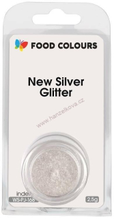 Prachová barva perleťová - Food Colours New Silver Glitter 2,5g